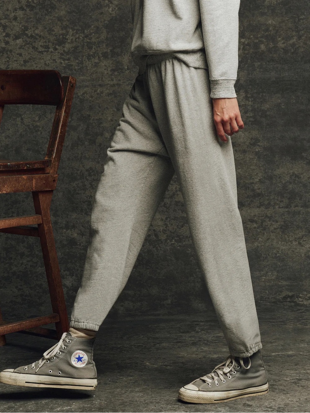THE GREAT. Heather Gray Relaxed Jogger Pants